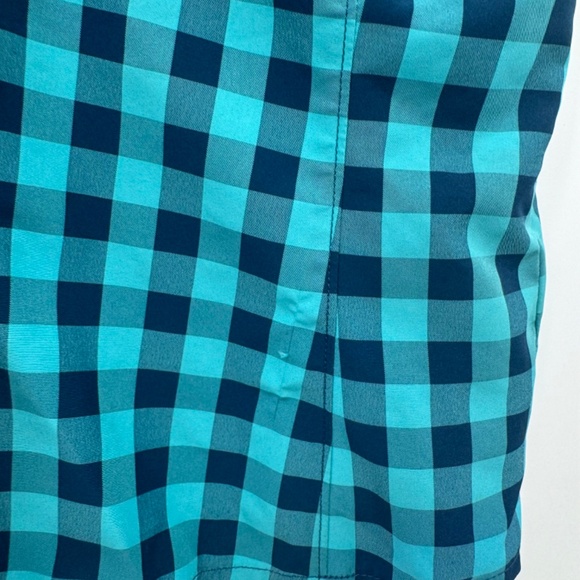 Mammut Top Women Medium Blue Plaid Check Button Up Short Sleeves Lightweight - Picture 2 of 10